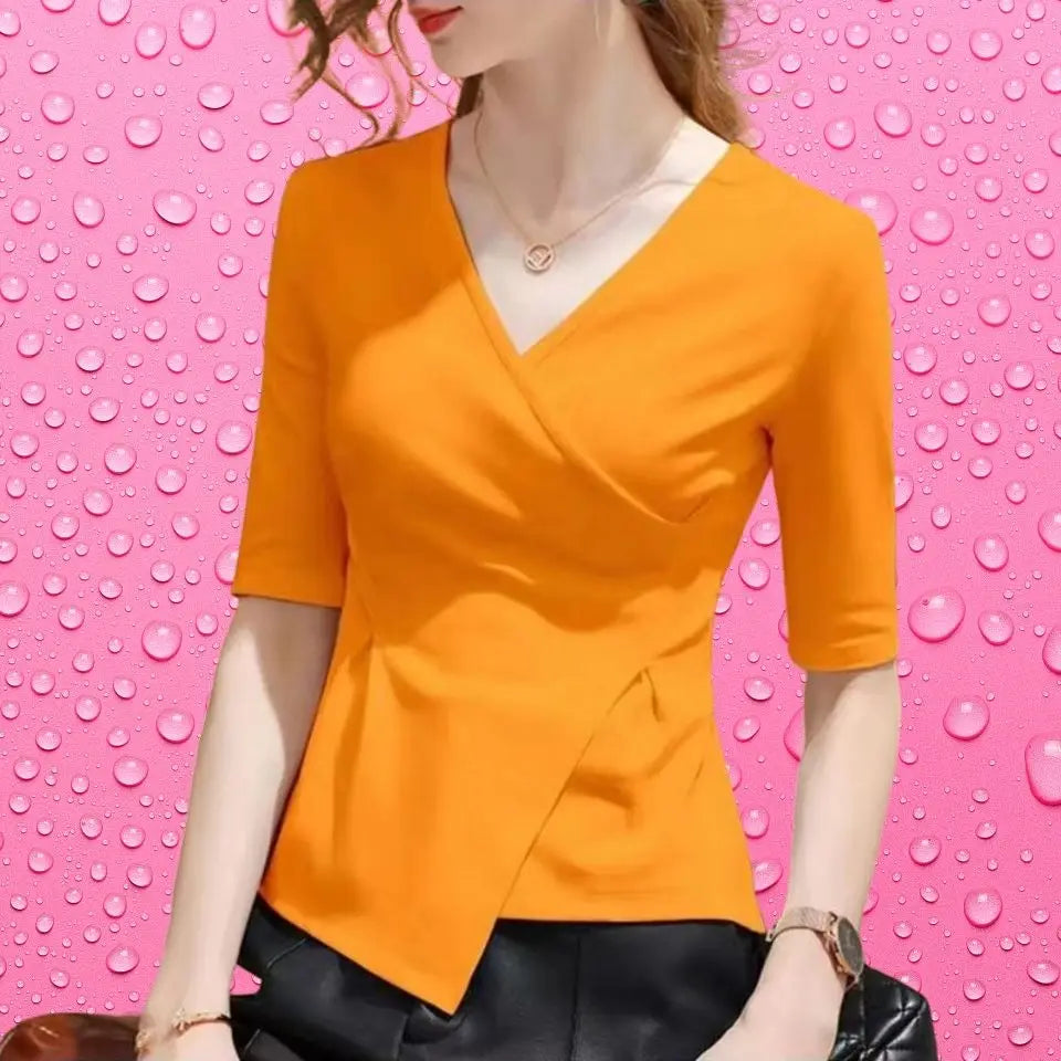 Plus Size V-Neck Summer Blouse